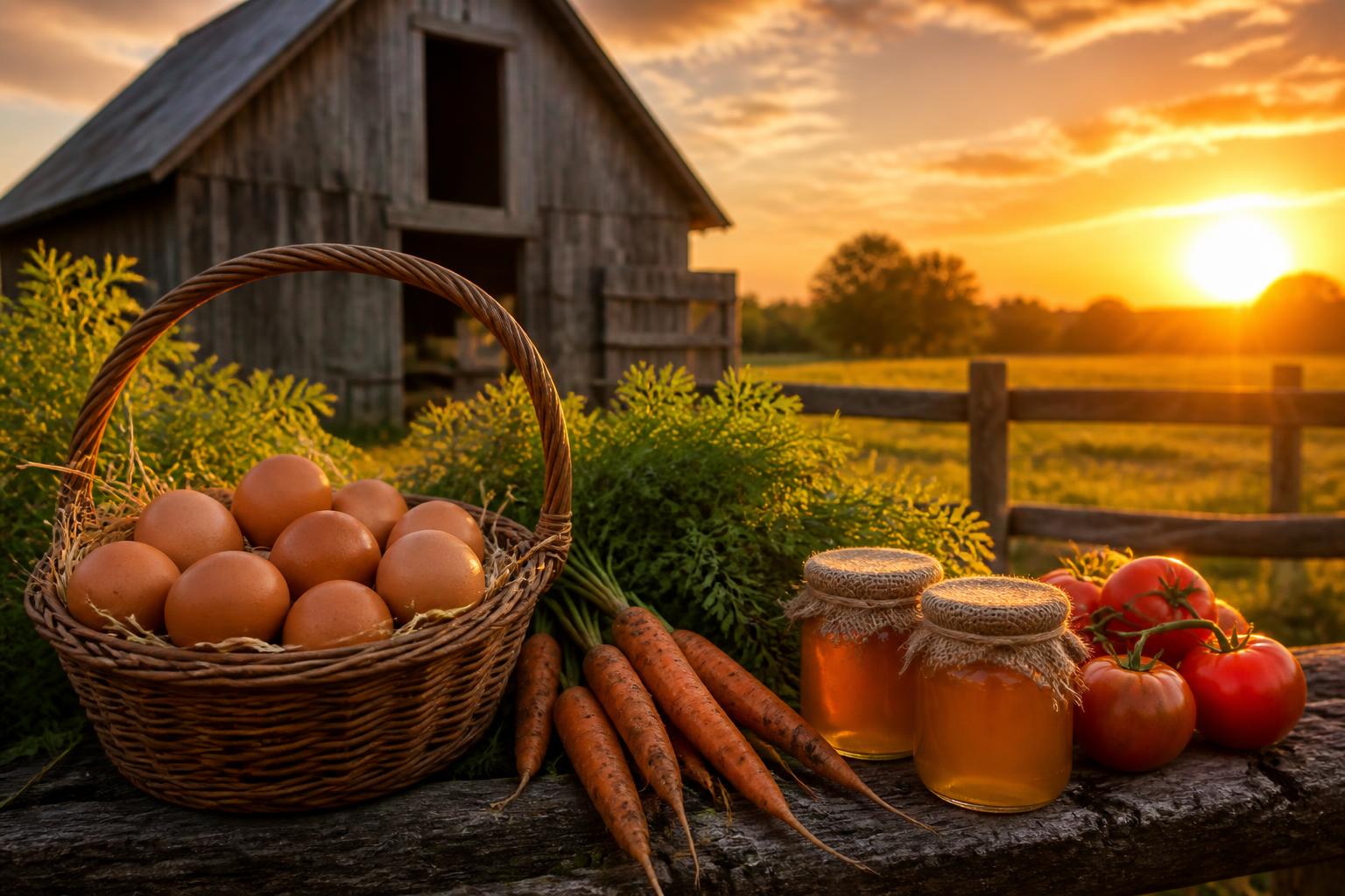 Local harvest at sunset